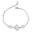 Four Leaf Clover Diamond Cubic Zirconia Lucky Charm Platinum Overlay CAREFREE Sterling Silver Bracelet