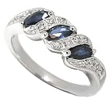 1.2ct Genuine Natural Sapphire Gemstone and Diamond 10k White Gold Ring