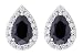 Platinum Overlay Sterling Silver Black Pear Shaped Cubic Zirconia w/ White Pave Cubic Zirconia Stud Earrings