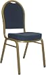 Dome Back Stacking Banquet Restaurant Food Service Chair with Gold Frame, Patterned Navy