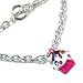 Hot Pink Fuscia Crystal Cupcake Silvertone Toggle Charm Bracelet