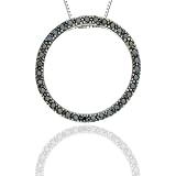 10k White Gold Black Diamond Circle Pendant (1 4 cttw), 18