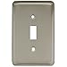 Stamped Steel Round Single Toggle Switch Wall Plate / Switch Plate / Cover, Satin Nickel, Packaging may Vary