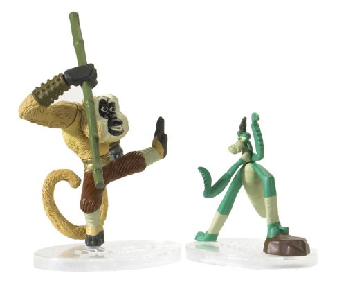 Kung Fu Panda Movies Battle Palace 2 Pack 2 Inch Tall Poseable Action Figures Playset : Master Monkey and Master Mantis
