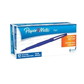 Paper Mate Flair Medium Tip Felt Porous Pens, 12 Blue Pens (2901252)