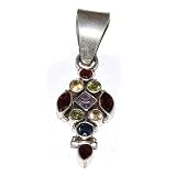 41YGI0OyPgL. SL160  Silver Pendants with Chain Multi Gemsotne Jewelry 2 Inches
