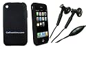 Cuffu Iphone 3g / Iphone 3gs Package Deal : Premium Earphone + Grip Enhanced Thick Silicon Skin Cover - Black