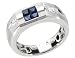 Men's Sapphire Gemstone and Diamond Ring 3/4 Carat (ctw) in 18K White Gold