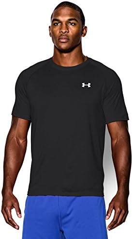 Men's UA TechTM Shortsleeve T-Shirt Tops by Under Armour (Black/White, Small)