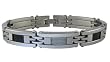 Stainless Steel Men's Bracelet w/ Carbon Fiber, 8.50''