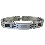 Stainless Steel Men's Bracelet w/ Carbon Fiber, 8.50''