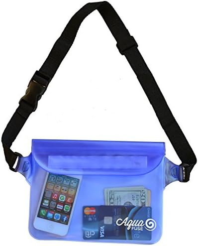 AquaFuse Waterproof Pouch with Waist Strap | Perfect for the Beach. Fits an iPad Mini. Keep Your iPhone, Mobile, Makeup, Keys, Passport, Money, Wallet &amp; Valuables Clean, Safe and Dry