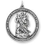 Sterling Silver Antiqued Saint Christopher Medal