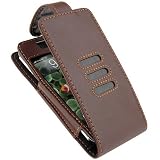 For Apple iPhone / iPhone 3G Luxurious Brown Fitted Genuine Leather Skin Case Holster With Flap Cover