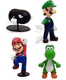 Nintendo Super Mario Mini Figures - Mario, Luigi, Yoshi And Bullet Bill - Designer Vinyl Figure