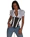 Hot Strapless Black And White Leather Reflective Trims Underbust Lace Up Back Corset With Boning