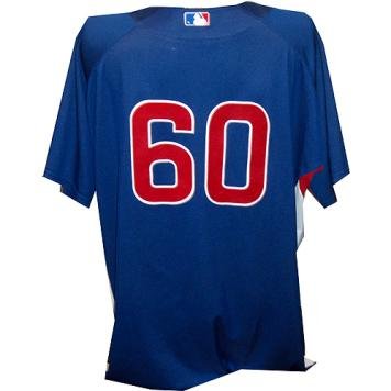 Mitch Atkins #60 2010 Chicago Cubs Game Used Spring Training Blue Batting Practice Jersey (Cool Base) (52)