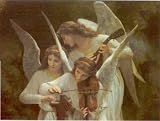 Angels Playing Violon Fine Art Poster Print by William Adolphe Bouguereau, 28x20