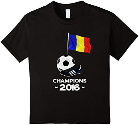 Kids Romanian Football T-shirt- Romania Soccer Champion Shirt 6 Black
