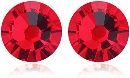 IDOLCO White Gold Plated Swarovski Elements Crystal Small Simple Round Red Black Stud Earrings for Women (Red)