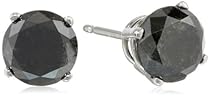 Hot Sale 2 cttw Black Diamond Stud Earrings 14k White Gold