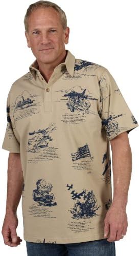 Combat Artist Collection "US Air Force-Vietnam War" Printed Polo Shirt-Tan with Navy Print-X-Large