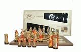 Hand Decorated Battle of Bannockburn Chess Men in box with Folding Board