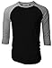 TOP LEGGING TL Men's Baseball Tee Shirt -Casual Cotton Plain 3/4 Sleeve Jersey T Shirts for Men (M, 3/4_BBLK_SLT.Grey)