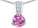 0.68 cttw Genuine Round Pink Sapphire and Diamond Pendant - 14kt Yellow Gold