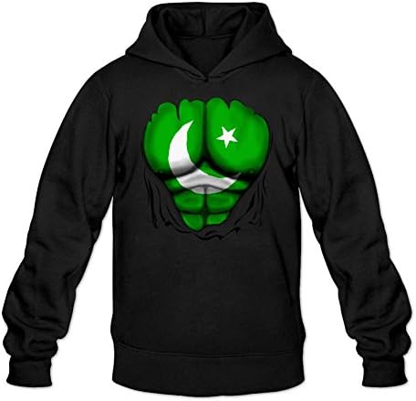 Jiade Men's Pakistan-Flag-Ripped-Muscles,-six-pack,-chest-t-sh Hoodie Black XL