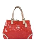 Coach 23722 Peyton Patent Leather Embossed Framed Shopper Handbag Papaya Orange