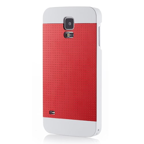 Galaxy S5 Case, MOTOMO Galaxy S5 Case Aluminum [Brushed Aluminum] Metal Cover Protective Case - Verizon, AT&T, Sprint, T-Mobile, International, and Unlocked - Case for Galaxy S5 / Galaxy SV / Galaxy S V / GS5- Retail Packaging (RED WHITE(P))