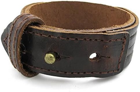 Mygoodie Jewelry Mens Leather Bracelet, Wrap Cuff Bangle, Fit 7-8 inch, Brown