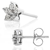 14k White Gold 1/6ctw Diamond Floral Stud Earrings (IJ/I1-I2)