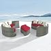 Edle Polyrattan Lounge Ying Yang mit roten Auflagen