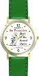 Habit 1 - To Be or Not to Be (English Text) - DELUXE TWO-TONE WATCH from THE 7 HABITS - WATCH COLLECTION BY WATCHBUDDY&reg; - Arabic Numbers - Green Leather Strap-Size-Women's Size-Small