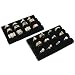 2 Black Velvet Ring Trays Jewelry Pad Showcase Displays 5.5"