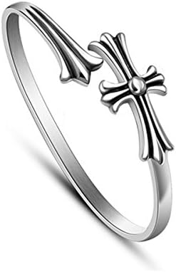 SYW Titanium Steel Cross cuff Bracelets Retro Opening End Bangle