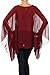 Modern Kiwi Solid Sheer Chiffon Caftan Poncho Tunic Top Burgundy One Size