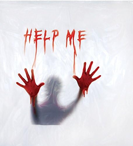 Shower Curtain Help Me Halloween Prop Scary Haunted House Yard Garden Decoration:New by WW shop