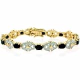 Vermeil (24k Gold over Sterling Silver) Genuine Sapphire Filigree Tennis Bracelet