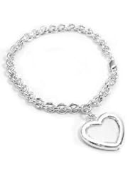 Sterling Silver Picture Frame or Locket Photo Holder on Charm Chain Bracelet
