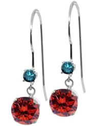 1.23 Ct Round Cognac Red Diamond Blue Diamond 14K White Gold Earrings