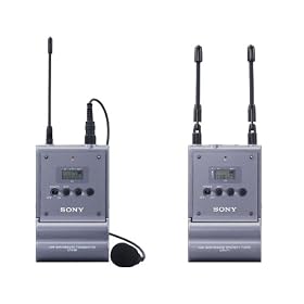 Sony LAV Microphone w Bodypack Transmitter and Portable Wireless UHF Receiver (CH 66-69) by Sony