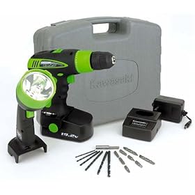 Kawasaki 840052 Black 19.2-Volt Cordless Drill and Worklight Kit