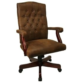 Microfiber Office Chair - High Back Traditional Executive Swivel Chair - 802-BRN-GG by Furniture Crew