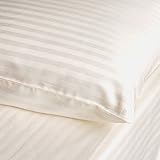 Homespell Bed Sheet Set 100% Egyptian Cotton Sateen Stripe 400 Thread Count.(Ecru) Queen