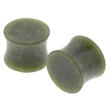British Columbian Green Jade Stone Plugs - 7/16'' - Sold as a Pair