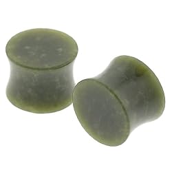 British Columbian Green Jade Stone Plugs - 0G - Sold as a Pair
