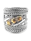 Sterling Silver Squires Gold Star Armor Ring (Size 4,4.5,5,5.5,6)